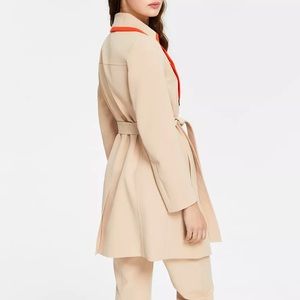 Bar III Contrast-Trim Trench Coat